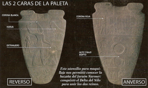 Esc, DIN I, Paleta del faran Narmer, ambas caras, M. El Cairo, Egipto, hacia el 3000