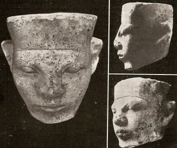 Esc, DIN I, Retrato de faran con cofia, caliza, Bajo Egipto, Hieraconpolis, hacia el 3000 