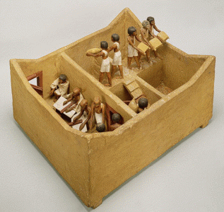 Esc, XXI-XX, DIN XI, Estuche con figurillas-maqueta de barco en el Nilo, Tumba de Meketre
