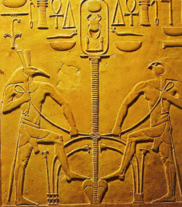 Esc, XX-XIX, DIN XI, Smbolo de la Reunificacin del Alto y Bajo Egipto, relieve