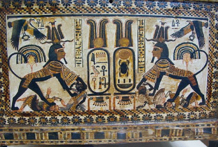 Esc, XIV, DIN XVIII, Cofre decorado, Tumba de Tutankhamn, M. Egipcio, El Cairo, 1334-1325