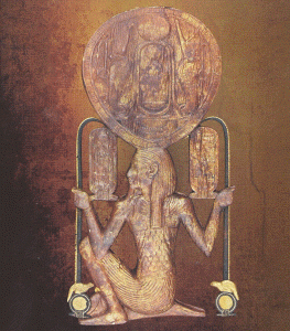 Esc, XIV, DIN XVIII, Dios Heb como Ank-amuleto de la vida eterna, Epoca de Tutankhamn, M. El Cairo, Egipto, 1334-1325