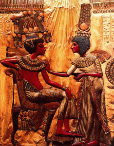 Esc, XIV, DIN XVIII, Tutankhamn y su esposa Ankhesenpaamon, Tumba del faran, M. Egipcio, El Cairo, 1334-1325
