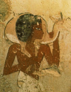 Esc, XVI-XV DIN XVIII, Hombre carga con un antlope, Tumba de Menna, Epoca de Tutmosis III, 1504-1450