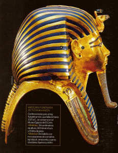 Esc, XIV, DIN XVIII, Mscara funeraria de Tutankhamn, perfil,  M. Egipcio, El Cairo, 1334-1325