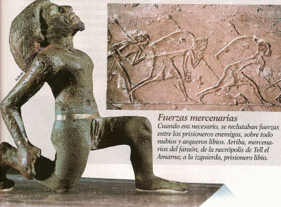 Esc, XIV, DIN XVII, Mercenarios de la necrpolis de Tell Amarna y prisionero libio, 1350-1334