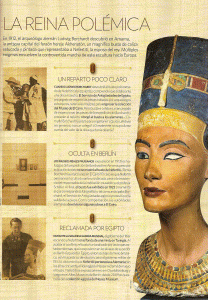 Esc, XIV, DIN XVIII, Nefertiti, esposa de Amenophis IV, peripecias de la escultura, 1350-1334