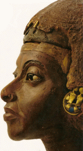 Esc, XIV, DIN XVIII, Retrato de la reina Tiy, abuela de Tutankamn, origen nubio, perfil, Epoca de Amenophis III, 1334-1325