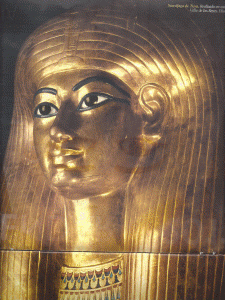 Esc, XIV, DIN XVIII, Sarcfago de Tuya, madera, oro, Epoca de Amonophis III, M. Egipcio, El Cairo, 1382-1344