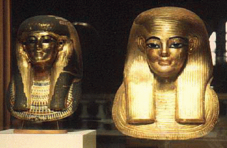 Esc, XIV, DIN XVIII, Sarcfagos de Tuya, madera, oro, Epoca de Amenophis III, M. Egipcio, El Cairo, 1382-1344