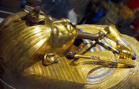 Esc, XIV, DIN XVIII, Sarcfago segundo, detalle, Tumba de Tutankhamn, M. Egipcio, El Cairo, 1334-1325