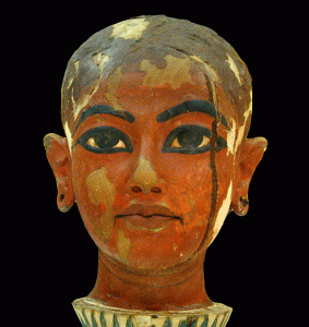 Esc, XIV, DIN XVIII, Retrato de Tutankhamn, madera policromada, 1334-1325