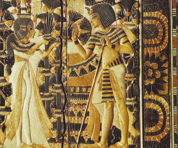 Esc, XIV, DIN XVIII, Tutankhamn recibe de Ankhenpaamn un loto, 1334-1325