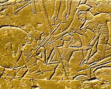 Esc, XII, DIN XX, Ramss III lucha contra los Pueblos del Mar, Templo de Medinet Ab