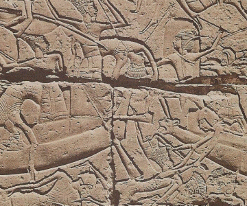Esc, XII, DIN XX, Lucha de los egipcios y los Peleset, Epoca de Ramss III, Templo mde Medinet Ab