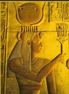 ESc, XIII, DIN XIX, Diosa Isis cop el Disco Solar, Templo de Seti en Abidos, 1294-1279