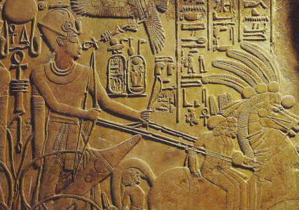 Esc, XIV, DIN XVIII,Amenothep III Victorioso y esclavos a Templo de Mernnephap en Luxor, 1382-1344