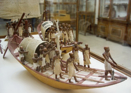 Esc, XIV, DIN XVIII, Barcos de transporte, Tumba de Tutankhamn, M. Egipcio, El Cairo, 1350-1334