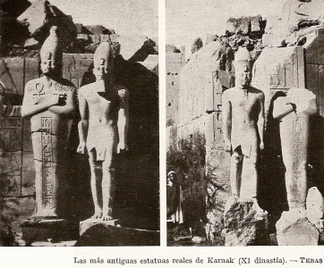 Esc, DIN XI, Las ms antiguas estatuas reales, Karnak, Tebras, 2200-1987
