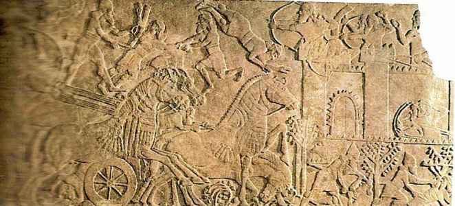 Esc, IX aC., Assurbanipal II, Palacio de Nimrud, Asiria, British Museum, London, 883-859