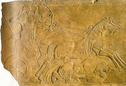 Esc, IX aC., Assurbanipal II cazando, Palacio NO, Nimrud, Brotish Museum, London 883-859