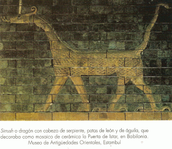 Esc, VI aC., Neobabilnicos, Sirruch o Dragn, Puerta de Ishtar, ladrillo vidriado, Babilonia, M. Antiguedades Orientales, Berln