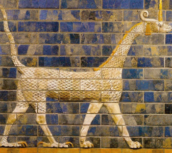 Esc, VI aC., Puerta de Isthar, Sirruch o Dragn, Babilonia, ladrillo vidriado, Berln