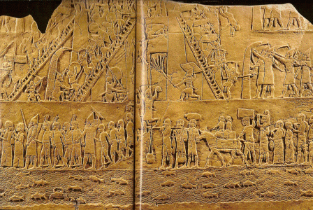 Esc, VII aC., Ashurbanipal, Relieve, Asalto a ciudad egipcia, 668-631 