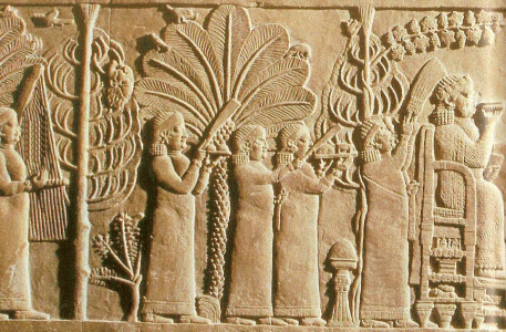 Esc, VII aC., Ashurbanipal, Relieve cortesano, Palacio N., Nnive, Brotish Museum, London