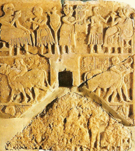 Esc, XVI, Placa votiva del Templo de Inanna, Nippur, sumerios, 1500 aC.