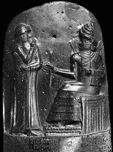 Esc, XVIII aC., Babilonios o Neosumeriosk, Leyes o Cdigo de Hamurabi, detalle, M. del Louvre, Pars, 1780
