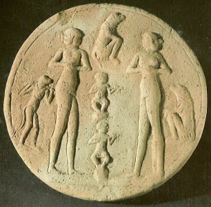 Esc, XVIII-XVII aC., Babilonios, Tablilla circular con relieve, M. Nacional, Bagdad, Irak