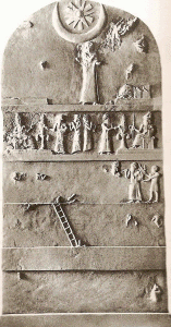 Esc. XXII. Estela de Ur-Nammu, cara anterior, sumerios, University Museum, Filadelfia, USA, 2112-2095 aC.