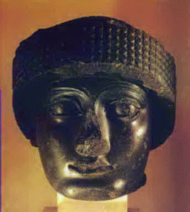 Esc, XXII, Gudea, rey de Srpula, cabeza, sumerios, M.del Louvre, Pars, 2150-2125 aC.