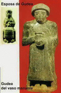 Esc, XXII, Gudea con vaso manante y su mujer, 2150-2125 aC.