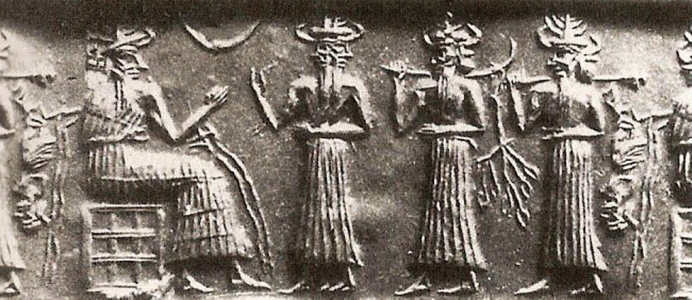 Esc, XXIII aC., Acadios, Cilindrosello, M. Arqueolgico Nacioal, Tehern, Irn, 2250