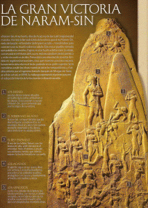 Esc, XXIII aC., Estela de Naram Sin, Triunfo sobre los lulubi, arenisca, M. Louvre, Pars, 2254-2218
