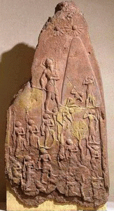 Esc, XXIII aC., Estela de Naram Sin, detalle, M. del Louvre, Pars, 2254-2218