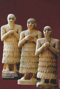 Esc, XXVI-XXIV, Orantes sumerios, Mari, Mesopotamia, 2500-2300 aC.