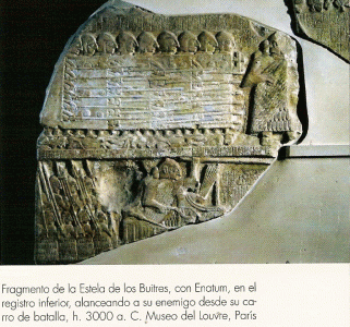 Esc, XXVI-XXIV, Estela de los buitres con Enatum, M. Louvre, Pars, 2500-2360 aC.