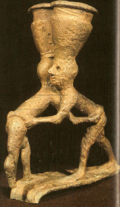 Esc, XXVIII-XXVII, Vaso de dos luchadores, sumerios, M. Nacional de Bagdad, Irak, 2700-2600