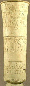 Esc, XXXIV-XXXII, Vaso votivo de Uruk, Warka, M. Nacional, Bagdad,  Irak, 3300-3100 aC.