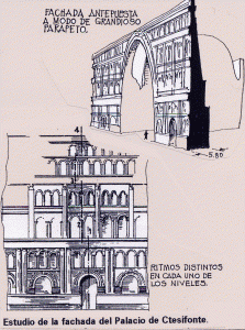 Arq, IV, Palacio de Ctesifonte, Dibujo, fachada, Persia sasnida