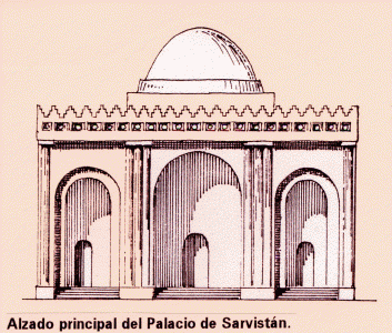 Arq, IV, Palacio de Servistn, dibujo, alzado, fachada, Persia sasnida