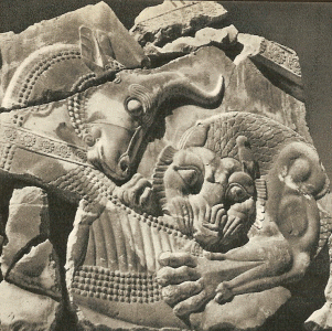 Esc, VI-V aC., Len atacando a un toro, Perspolis