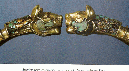 Orfebrera, IV, Brazalete, aquemnidas, M. del Louvre, Pars