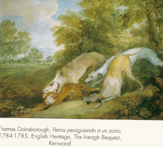 Pin, XVIII, Gainsborough, Thomas, Perros persiguiendo un zorro, English Heritage, The Iveagh Bequet o Col. Iveag, Kenwood Hause, Hompstead, Londres, 1784-1785
