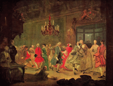 Pin, XVIII, Hogarth, William, El matrimonio feliz: El Baile, South London Art Gallery, Camberwell 1745