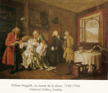 Pin, XVIII, Hogsrth, William, La muerte de la dama, National, Gallery, Londres, 1742-1744