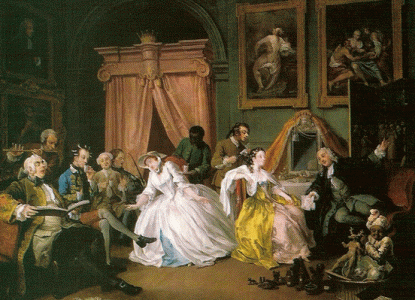 Pin, XVIII, Hopgart, William, Matrimonio a la moda, Azicalamiento matutino de la seora, National Gallery, Londres
